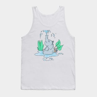 Elephant Playing With Water - Adorable Animal Design, Elephant Art Tank Top